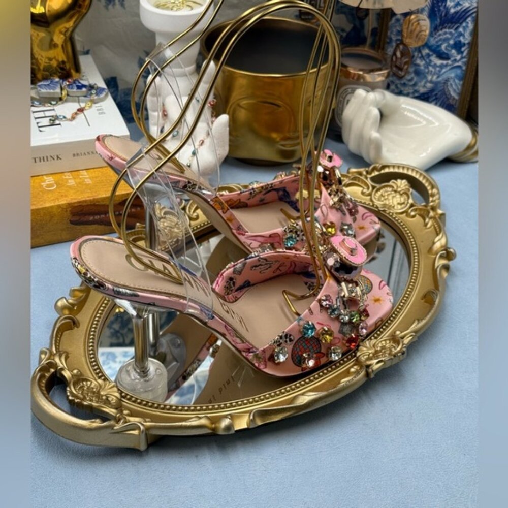 🆕 GIANNI BINI 🧿 NWOB Maddie Printed Rodeo Martini Heel Sandals, Pink - Sz 8.5 - Picture 10 of 16